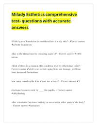 Milady Esthetics comprehensive test- questions with accurate answers