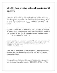 phys101 final prep ivy tech shah questions with answers