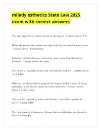 milady esthetics State Law 2025 exam with correct answers