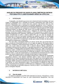 ANÁLISE DA PRECISÃO DE DADOS PLANIALTIMÉTRICOS OBTIDOS POR GNSS RTK E LASER SCANNER AÉREO