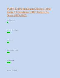 MATH 1310 Final Exam Calculus 1 Real Exam 13 Questions 100% Tackled A+ Score 2025-2025.