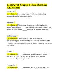 Leadership Theories Exam Questions and Answers