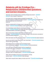 Relativity aiR for Privilege Pro - RelativityOne 2025|Verified Questions and Correct Answe