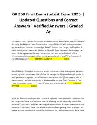 GB 350 Final Exam (Latest Exam 2025) | Updated Questions and Correct Answers | Verified