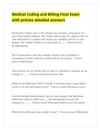 Medical Coding and Billing Final Exam with precise detailed answers