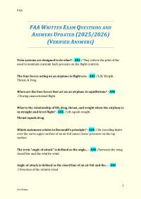 FAA WRITTEN EXAM QUESTIONS AND ANSWERS UPDATED (2025/2026) (VERIFIED ANSWERS)