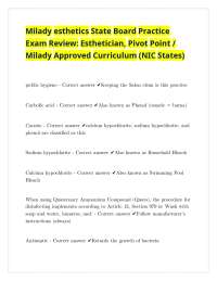 Milady esthetics State Board Practice Exam Review Esthetician