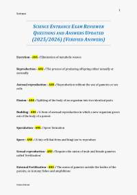 SCIENCE ENTRANCE EXAM REVIEWER QUESTIONS AND ANSWERS UPDATED (2025/2026)