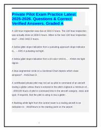 Private Pilot Exam Practice Latest 2025-2026.Questions & Correct Verified Answers.Graded A