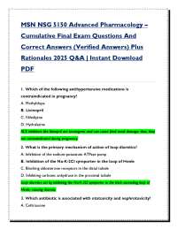 MSN NSG 5150 Advanced Pharmacology – Cumulative Final Exam Questions And  Correct Answers