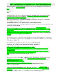 UHC 2025 Medicare Basics Exam – 21 Questions and Answers.