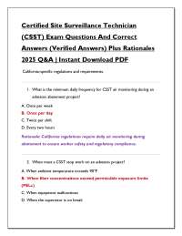 Certified Site Surveillance Technician  (CSST) Exam Questions And Correct  Answers (Verifi