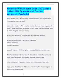 University of Arizona Econ 200 Exam 1 2024-2025. Questions & Correct Answers. Graded A