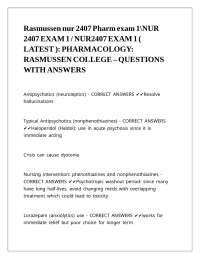 Rasmussen nur 2407 Pharm exam 1-NUR 2407 EXAM 1 NUR2407 EXAM 1 ( LATEST ) PHARMACOLOGY RAS