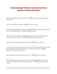 Cosmetology Clinical exam Questions Answered Step By Step