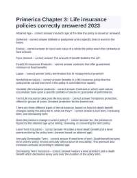 Primerica Chapter 3 Life insurance policies correctly answered 2023