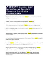 VA DEQ SWM Inspector Exam: Comprehensive Q&A for Stormwater Management