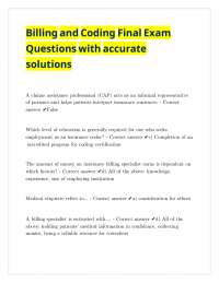 Medical Billing and Coding Final Exam Questions with accurate solutions