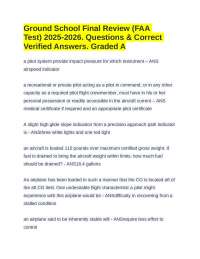 Ground School Final Review (FAA Test) 2025-2026. Questions & Correct Answers. Graded A