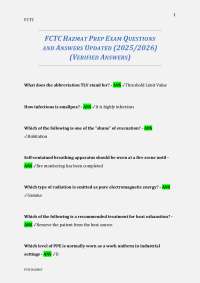 FCTC HAZMAT PREP EXAM QUESTIONS AND ANSWERS UPDATED (2025/2026) (VERIFIED ANSWERS)