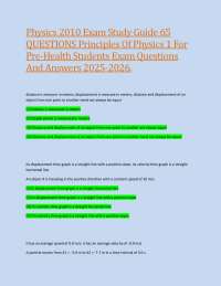 Physics 2010 Exam Study Guide 65 QUESTIONS Principles Of Physics 1 For Pre-Health Students