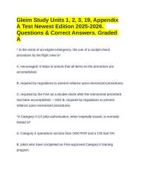 Gleim Study Units 1, 2, 3, 19, Appendix A Test Newest Edition 2025-2026.Questions & Answer