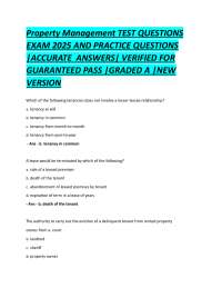 Property Management TEST QUESTIONS  EXAM 2025 AND PRACTICE QUESTIONS  |ACCURATE  ANSWERS|