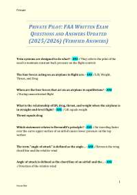 PRIVATE PILOT: FAA WRITTEN EXAM QUESTIONS AND ANSWERS UPDATED (2025/2026)