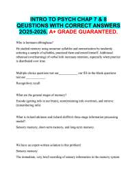 INTRO TO PSYCH CHAP 7 & 8  QEUSTIONS WITH CORRECT ANSWERS  2O25-2026. A+ GRADE GUARANTEED.