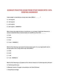 ACSM-EP PRACTICE EXAM FROM STUDY BOOK WITH 100% VERIFIED ANSWERS!!