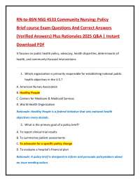 RN-to-BSN NSG 4533 Community Nursing: Policy  Brief course Exam Questions And Correct Answ