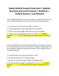 Kaplan Medical Surgical Comp Exam | Updated Questions and correct Answers | Graded A+