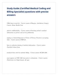 Study Guide (Certified Medical Coding and Billing Specialist) questions with answers