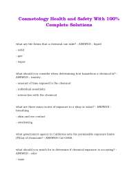 Cosmetology Health and Safety With 100% Complete Solutions