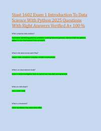 Stast 1602 Exam 1 Introduction To Data Science With Python 2025 Questions With Right Answe