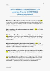 POLICE ENTRANCE EXAM QUESTIONS AND ANSWERS UPDATED (2025/2026) (VERIFIED ANSWERS)