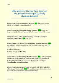USPA SKYDIVING A LICENSE EXAM QUESTIONS AND ANSWERS UPDATED (2025/2026) (VERIFIED ANSWERS)
