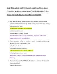 NSG 4513 Adult Health III Case-Based Simulation Exam  Questions And Correct Answers (Verif