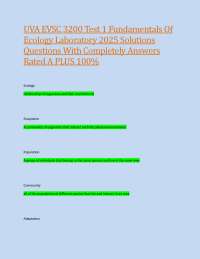 UVA EVSC 3200 Test 1 Fundamentals Of Ecology Laboratory 2025 Solutions Questions With Comp
