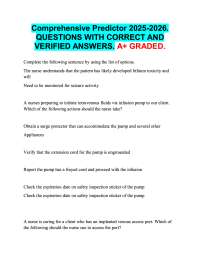 Comprehensive Predictor 2025-2026.  QUESTIONS WITH CORRECT AND  VERIFIED ANSWERS. A+ GRADE