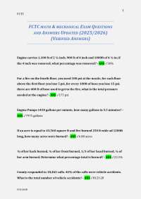 FCTC MATH & MECHANICAL EXAM QUESTIONS AND ANSWERS UPDATED (2025/2026) (VERIFIED ANSWERS)