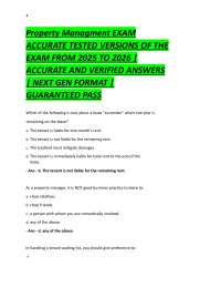 Property Managment EXAM  ACCURATE TESTED VERSIONS OF THE  EXAM FROM 2025 TO 2026 |  ACCURA