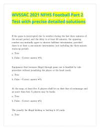 WVSSAC 2021 NFHS Football Part 2 Test with precise detailed solutions