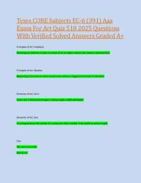 Texes CORE Subjects EC-6 (391) Aaa Exam For Art Quiz 518 2025 Questions With Verified Solv