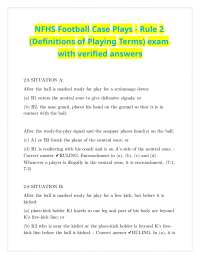 NFHS Football Case Plays - Rule 2 (Definitions of Playing Terms) exam with verified answer