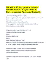 NR 667 VISE Assignment Newest Update 2025-2026. Questions & Correct Verified Answers.
