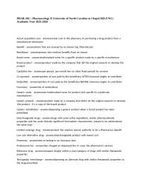 PHAR 202 – Pharmacology II University of North Carolina