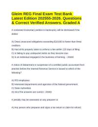 Gleim REG Final Exam Test Bank Latest Edition 202555-2026. Questions & Correct Answers