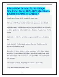 Private Pilot Ground School Stage One Exam Gleim 2025-2026. Questions & Correct Answers.