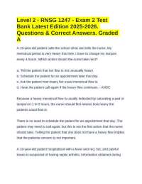 Level 2 - RNSG 1247 - Exam 2 Test Bank Latest Edition 2025-2026. Questions & Correct Answe